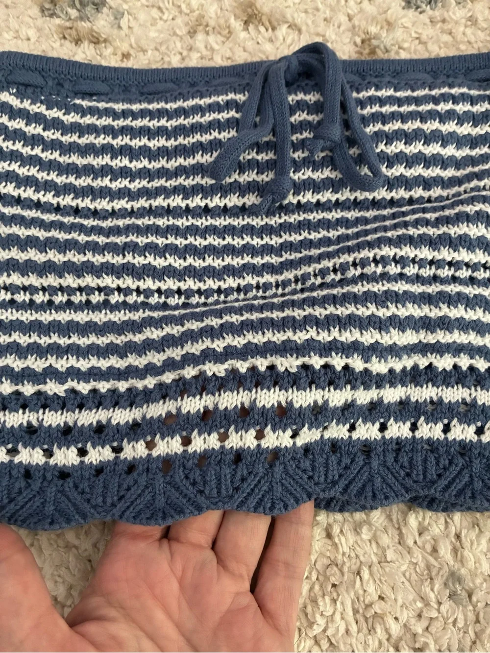 Hollister Blue and White Striped Knit Tube Top